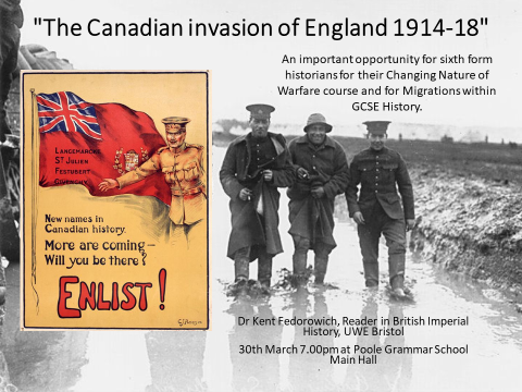 Public Lecture:  “The Canadian Invasion of England 1914-18”